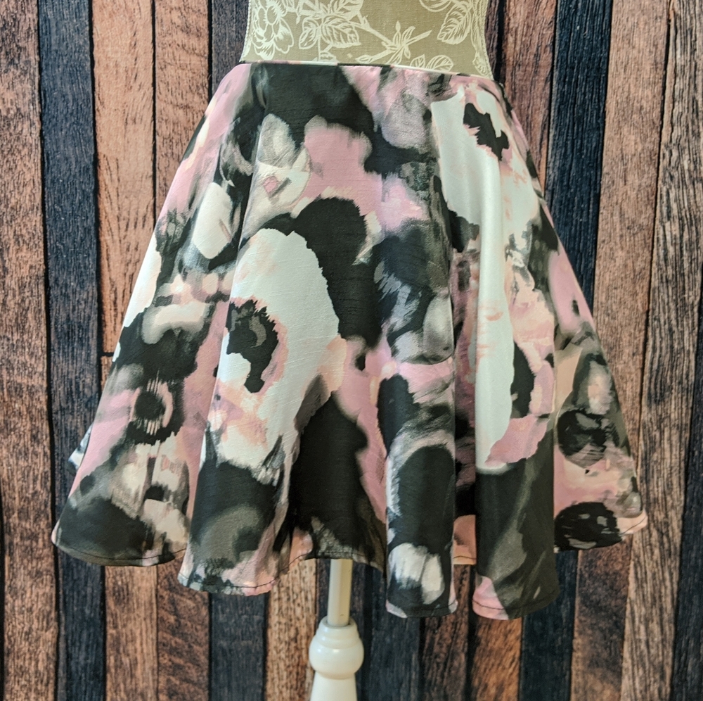 Pink and Black Floral Prom Separates Skirt Only